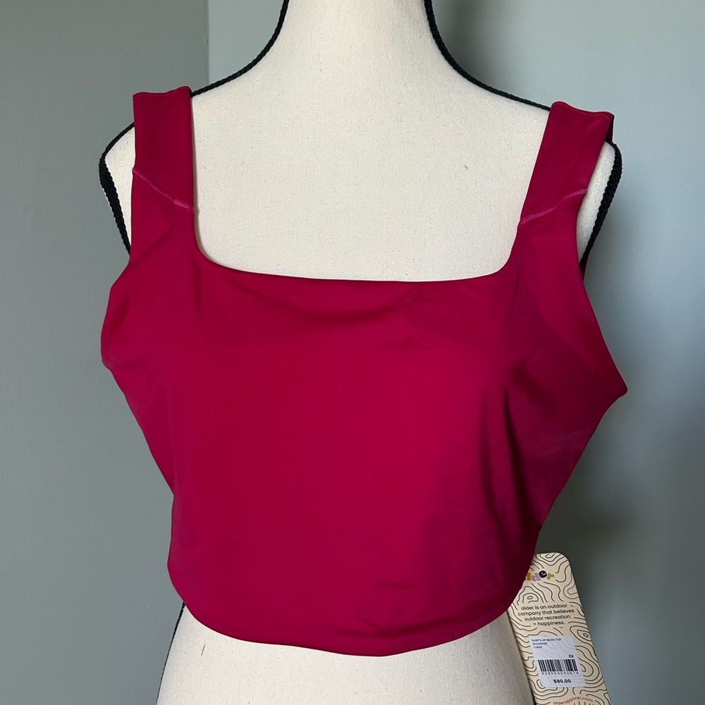 🔥🆕🔥 Alder Apparel Surf's Up Bikini Top - Cherry Red - Size 2X - Sustainable
